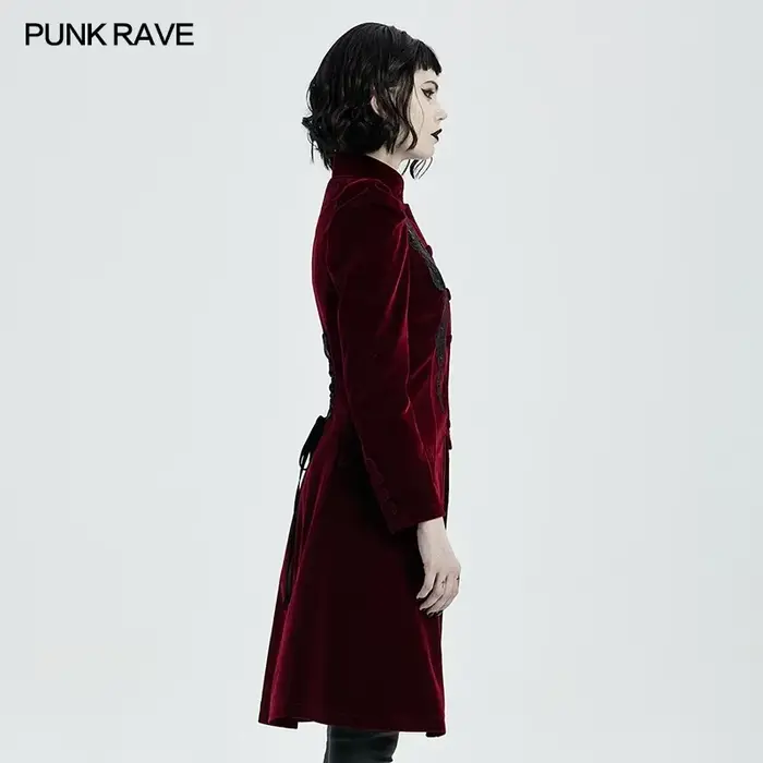 PUNK RAVE - Gotický polodlhý kabát pre ženy