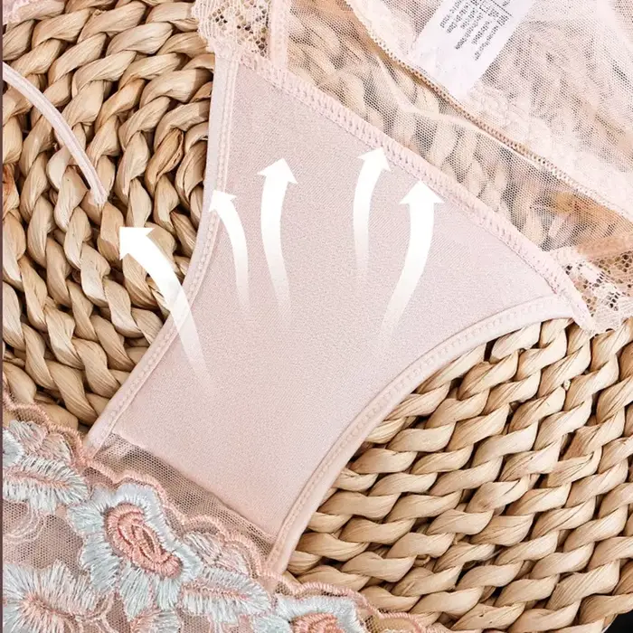 Slip à lacets culotte en dentelle transparente femmes Lingerie sous-vêtements Sexy taille basse Ropa Mujer broderie florale Lenceria Femenina