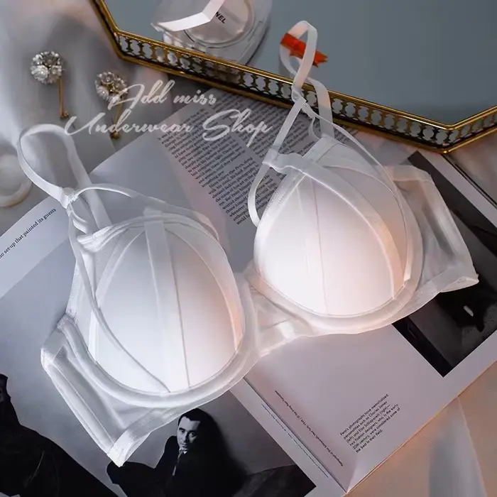 Sexy spodná bielizeň pre ženy, malé prsia sa zhromaždili na zatvorenie páru prsníkov, horná podprsenka, čipka podprsenka Anti-zvädnutie s oceľovým krúžkom