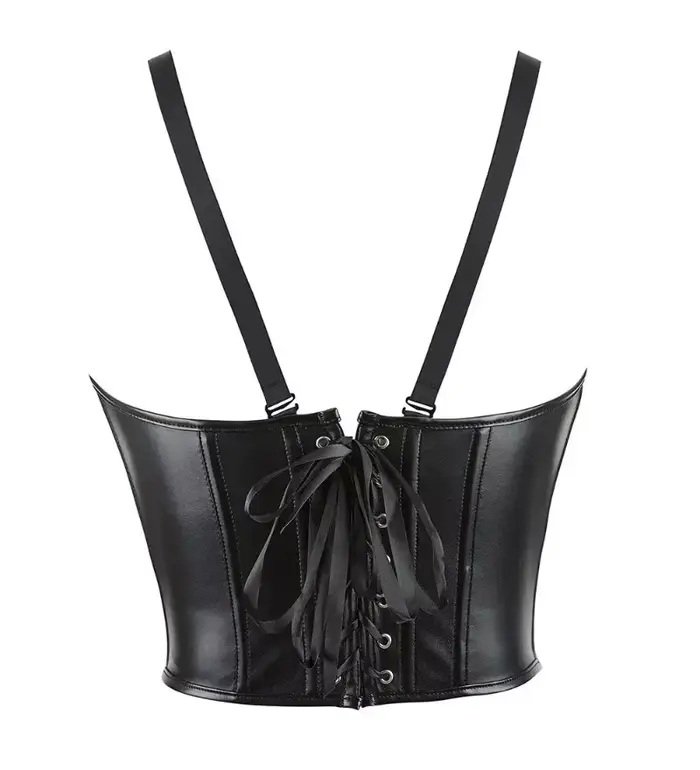 Corset sous-poitrine sexy en cuir Steampunk, Bustier Push-Up avec bretelles Punk, Top sculptant, Gilet serre-taille, Basques, Corselet