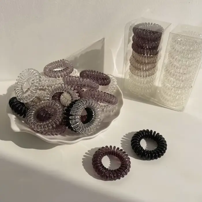 Bandes de cheveux élastiques en fil de téléphone, bandes de caoutchouc transparentes, attaches en sp