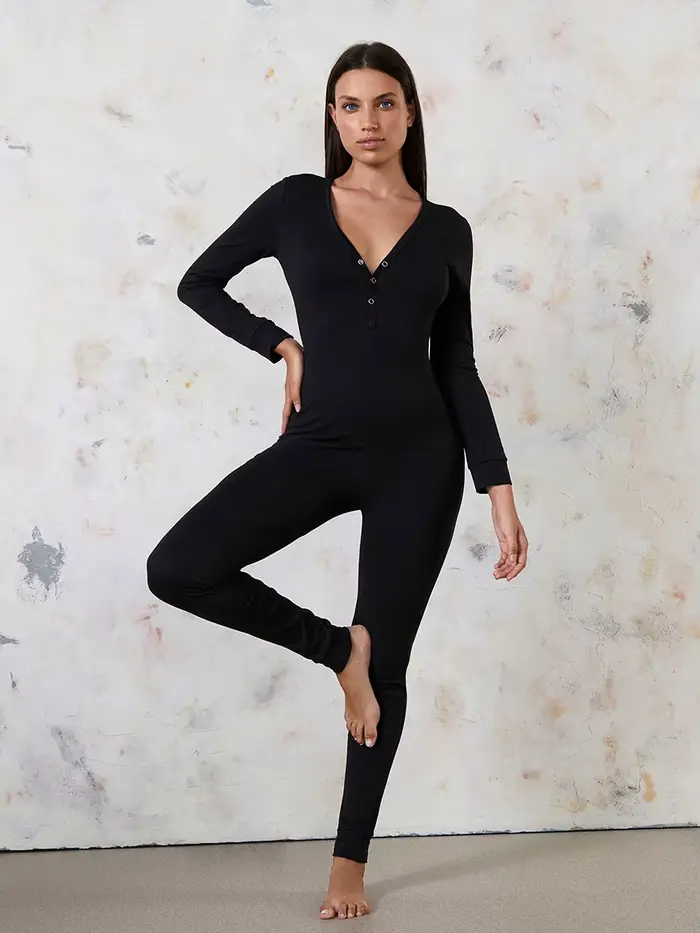 Sexy dámska hviezda tlače pyžamo V-neck elastan polyester nočné oblečenie jesenné špeciálne príležitosti