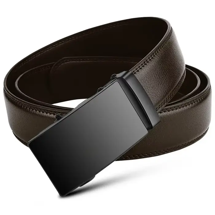 Ceinture automatique en cuir PU pour hommes, célèbre marque, affaires, sangles de taille, noir, jean