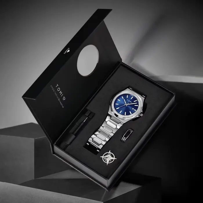 TOMI montre pour hommes d'affaires de luxe coffret cadeau boîtier en or Rose de haute qualité montre