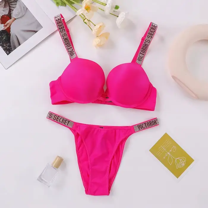 Victoria's Secret sexy spodná bielizeň set, podprsenka a nohavičky, push-up, klasické spodné prádlo pre ženy, sexy, priedušné, mäkké, všestranné, shapewear