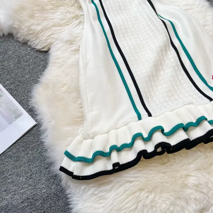 Značka módne dámske pletené Mini šaty Ins teplé Sexy balenie bokov s volánmi večerné