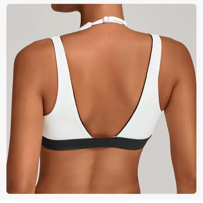 Corset d'entraînement de gymnastique bloc de couleur licou soutiens-gorge de Yoga pour femmes beau dos soutien-gorge de sport serré Fitness course tenue décontracté haut sans tasses sport et loisirs