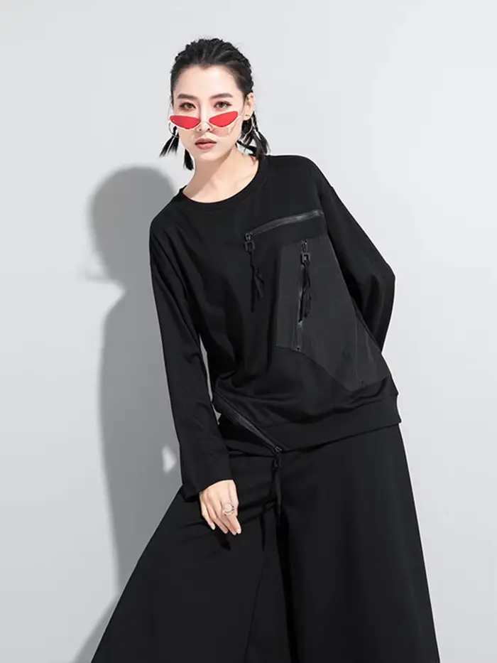 Amax luluE Designer européen femmes mode noir t-shirts dames lâche Punk t-shirts femmes décontracté 