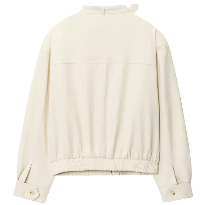 HXAO 2025 Dámska bomber bunda jeseň zima gombík oversized vonkajšie oblečenie Béžová s dlhými rukávmi top nový