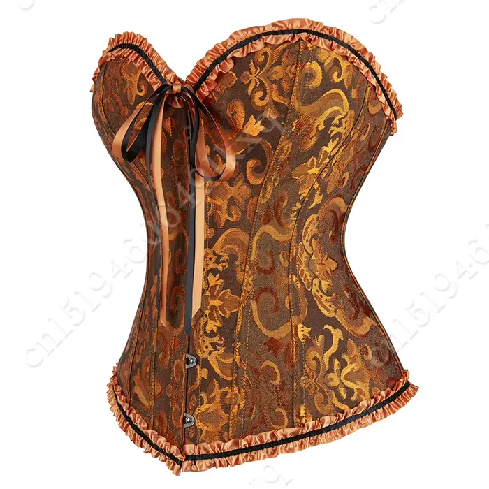 Dámske Sexy čipka-up Bustier, kvetinový korzet, spodná bielizeň žltá a zlatá
