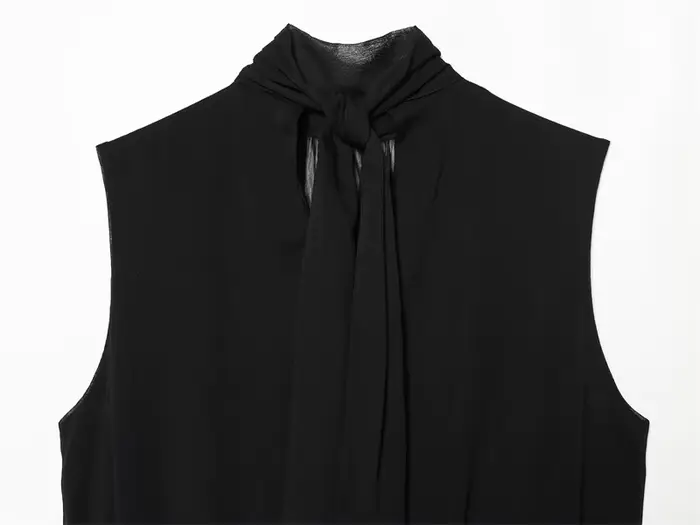 Haut plissé noir sans manches pour femme, nouvelle collection Printemps-Été 2026, style décontracté 