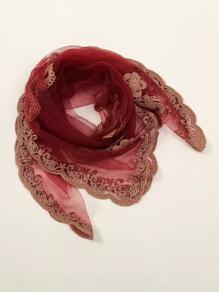 Foulard carré Bandana brodé en dentelle Paisley pour femmes, élégant, respirant, en soie, protection