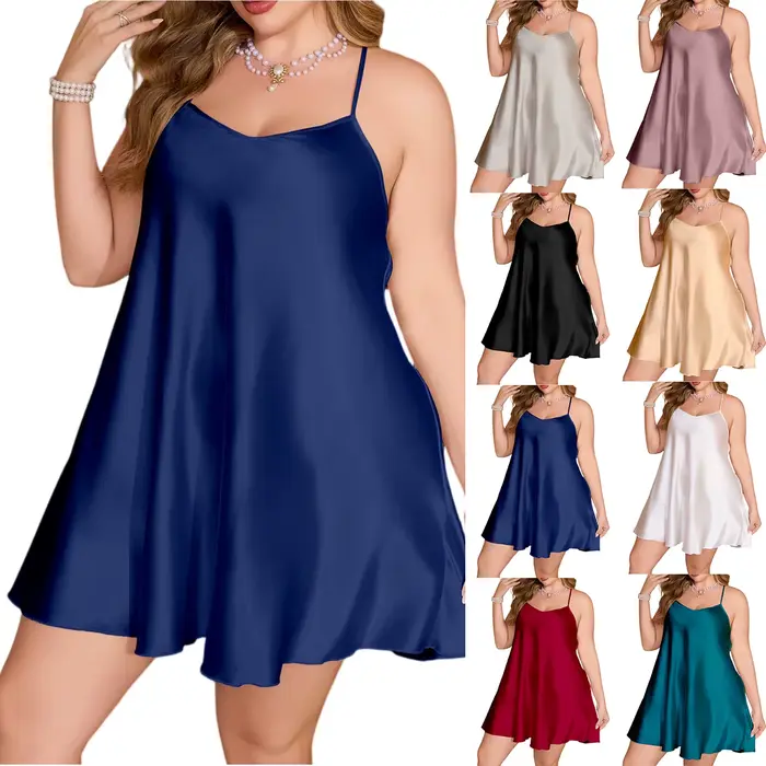 Chemise de nuit en polyester légère pour femmes grande taille, style sexy, courte, vêtement de détente pour l'étéUsageId