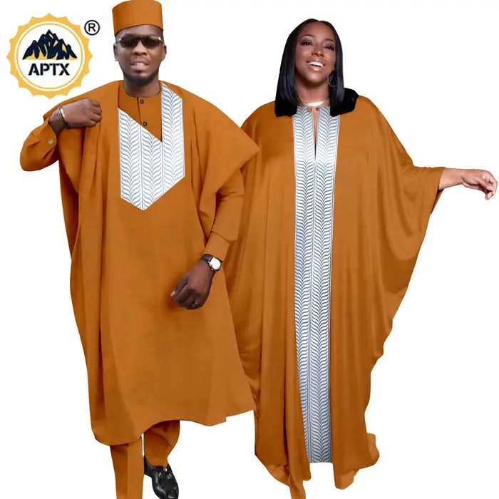 Abaya-Robes Africaines pour Femmes et Hommes, Tenues Assorties, Robes Musulmanes, Ensembles Haut et 