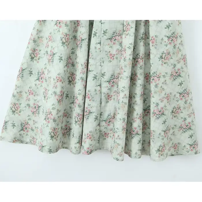 YENKYE vert imprimé fleuri Sexy bretelles Spaghetti Robe femmes taille basse a-ligne Midi vacances r