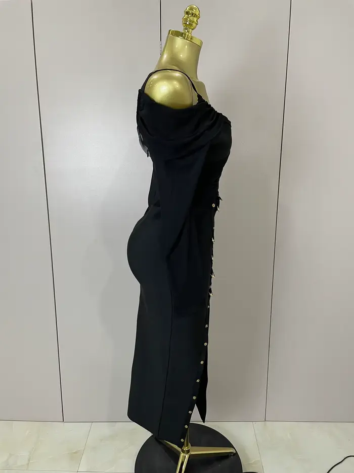Nouvelle Robe Longue Chic et Élégante 2025 à Fente, Sexy, Asymétrique à Une Épaule, Style Bandage, p