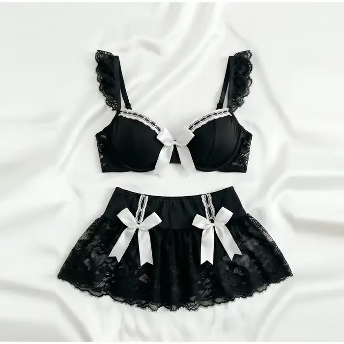 Ensemble soutien-gorge et mini-jupe fantaisie, lingerie sexy sans couture pour femme, tenue de cospl