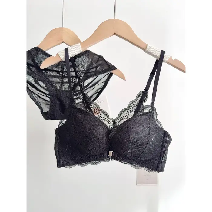 Dámske čipky podprsenka Set s malým hrudníkom, predné uzavretie, bez kostic, elegantný späť, Push-up, spodná bielizeň Soft pre každý deň, veľkosť 32-38AB