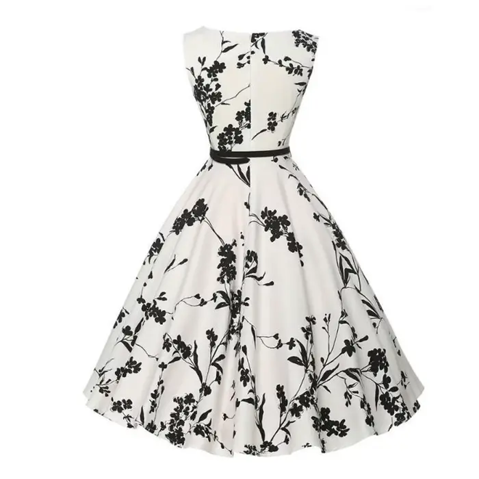 Letné šaty Retro kvetinové šaty Swing ležérne Vintage šaty Rockabilly