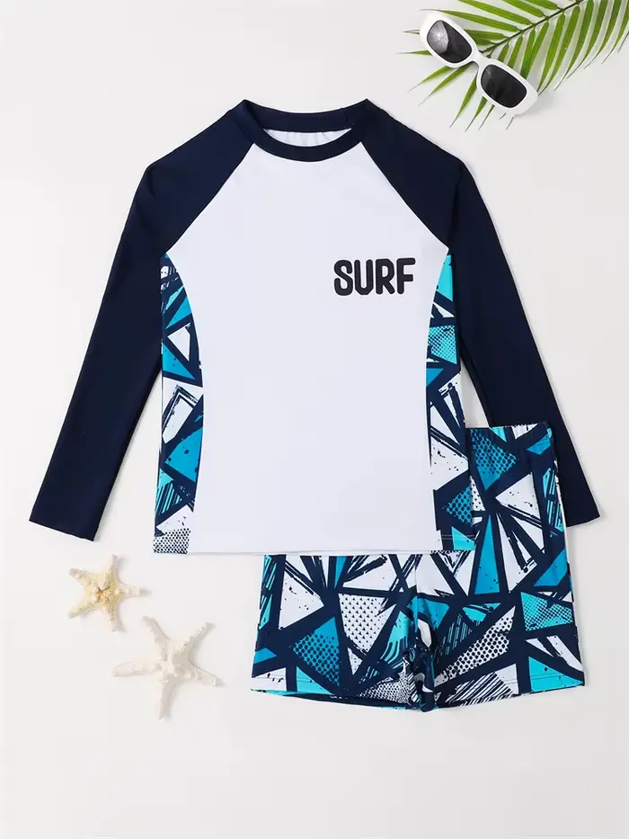 Garçon maillot de bain 2026 nouveau solide et imprimé à manches longues maillots de bain pour enfant