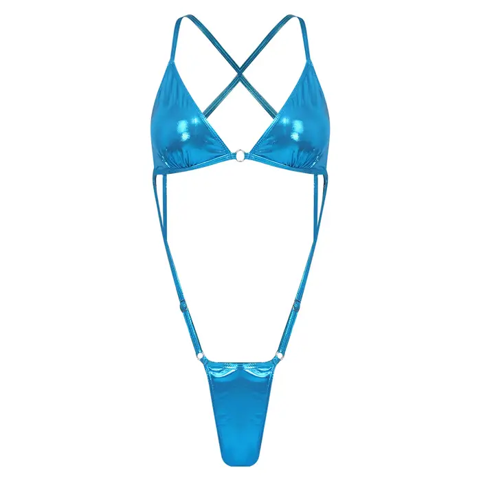 Maillot de bain une pièce métallisé brillant pour femme, dos nu, sans armatures, avec rembourrage, c