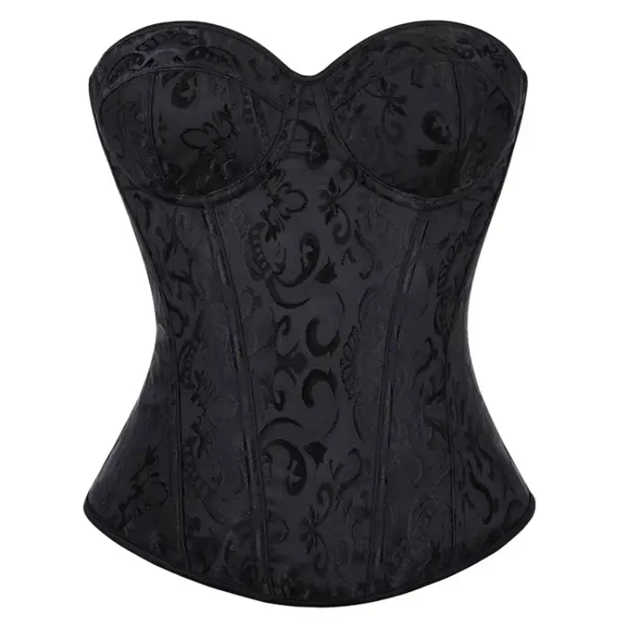 Corset Jacquard Vintage pour Femme, Style Gothique, Bustier Overbust à Lacets, Gaine Amincissante et