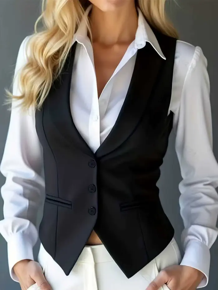 Gilet de costume pour femmes, gilet formel, coupe cintrée, veste Blazer sans manches pour le bureau,