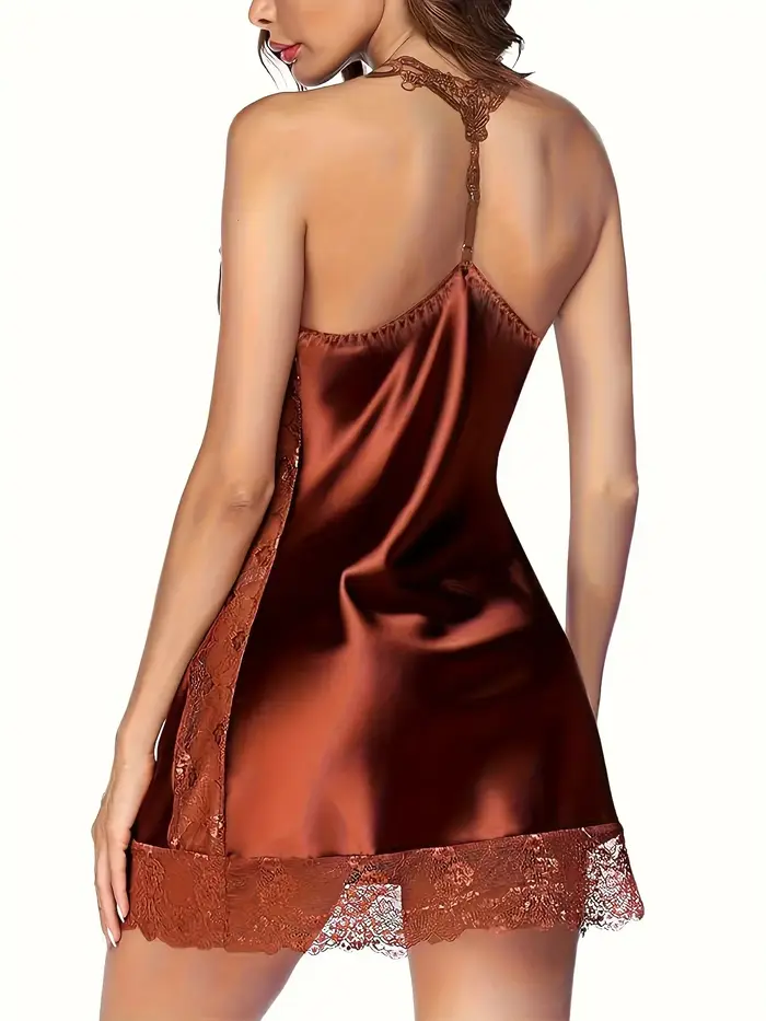 Sexy dámska polyesterová nočná košeľa s čipkou pre ženy, mini dĺžka, V-neck, teplé letné noci a špeciálne príležitosti