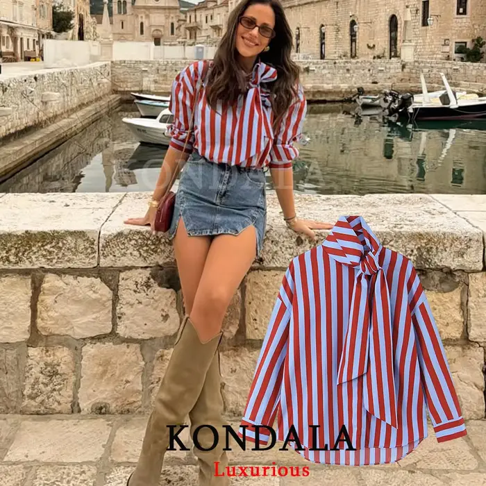 Kondala Vintage blúzka v polyestere s gombíkami pre ženy špeciálne príležitosti jarné leto