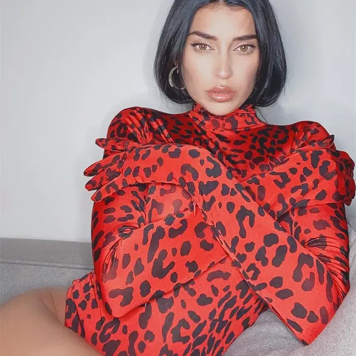 OMSJ – barboteuse à col roulé pour femmes, Hipster tendance, manches longues, gants de connexion, im