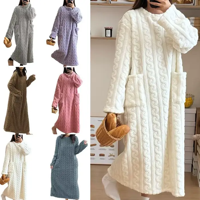 Flanel hrubé ženy Polyester nočná košeľa koleno dĺžka pohodlie elegancia špeciálne príležitosti