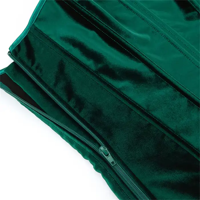 Corset victorien vintage pour femme, haut sexy, velours vert noirâtre, fermeture éclair latérale, bustier gothique, corselet à lacets, lingerie