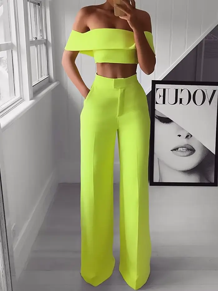 2025 leto pevný ležérny dvojdielny set pre ženy Sexy krátky top široké nohavice oblečenie Dámske streetwear