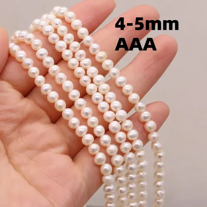Prírodné biele sladkovodné perly AAA+ 4-5mm
