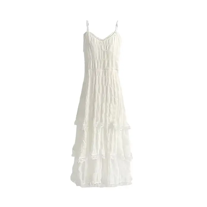 Letné Befree dlhé Vintage ležérne volány elegantné Maxi ramienka Camis hodvábna pláž čipka
