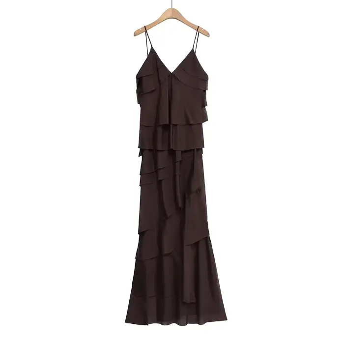 Nouveau 2025 femmes volants en mousseline de soie Maxi robe dos nu fendu Sexy Porm robe rouge longue