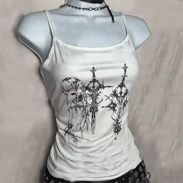 Y2k Štýl Estetický Mäkký Sexy Tielko pre Ženy Bez Rukávov Neformálne Karikatúra Potlač Tank Top Harajuku Všetko