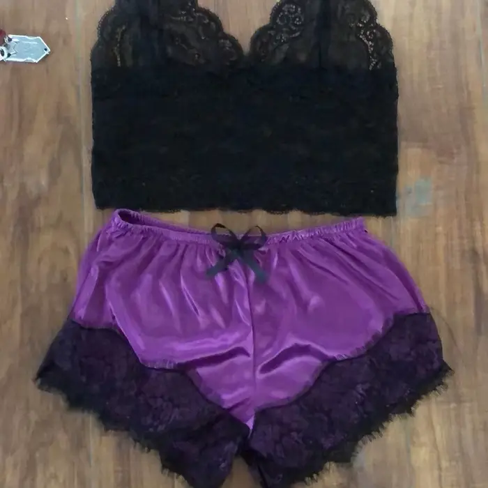 Pyjamas sexy pour femmes 2 pièces haut short ensemble vêtements de nuit vêtements dentelle pyjamas s