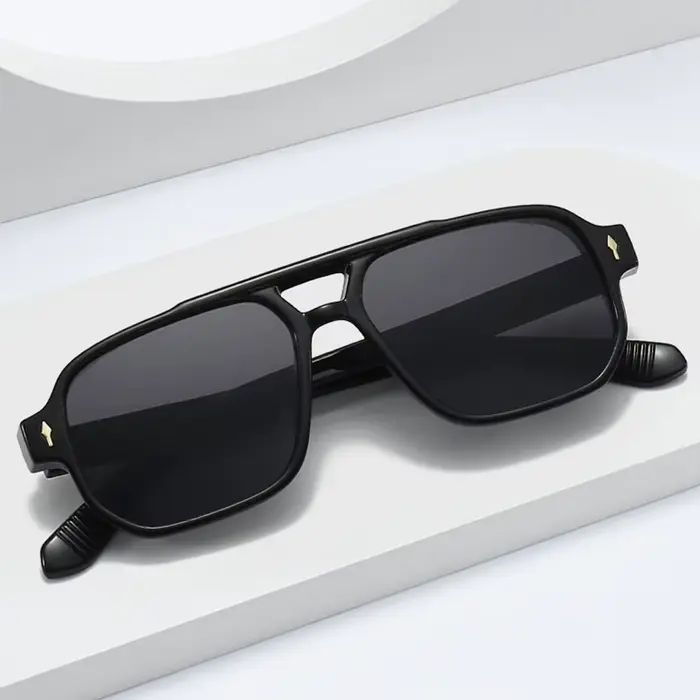 SO & EI Vintage Double ponts hommes lunettes de soleil carrées mode clair océan lentille lunettes fe