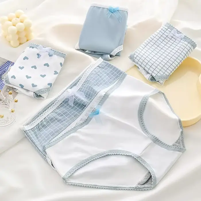 Culottes pour femmes en coton tricoté imprimées à carreaux de coeurs confortables et respirantes pour le quotidien et les occasions spéciales