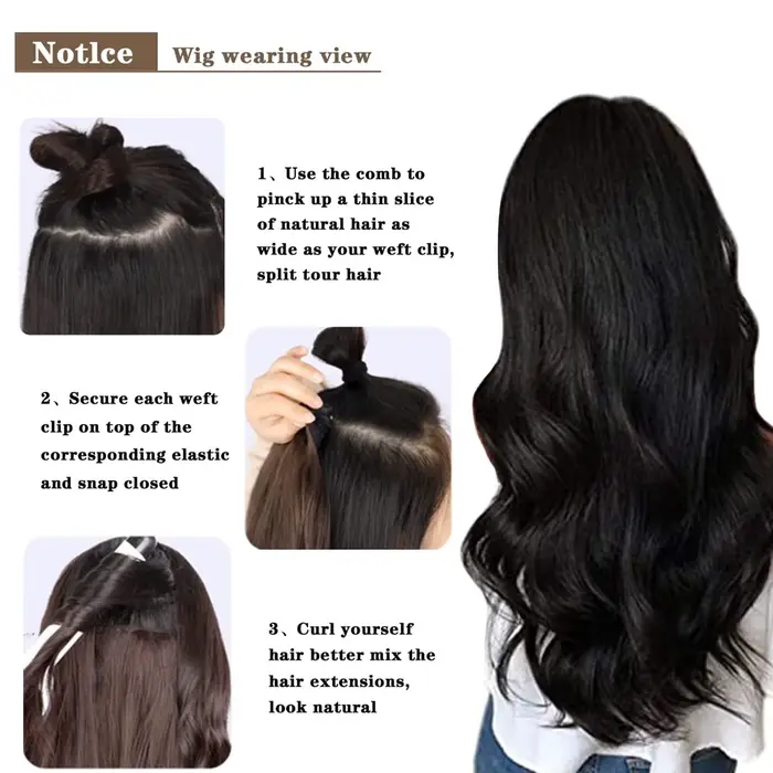 Extensions de cheveux ondulées à clips Jiameisi pour femmes longues occasions spéciales et tous les jours