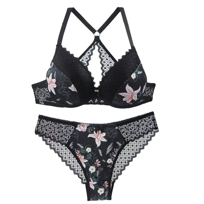 Ensemble de soutien-gorge Push Up Sexy Y-Line, ajouré, 32/70 34/75 36/80 38/85 40/90 42/95 BCED, sou