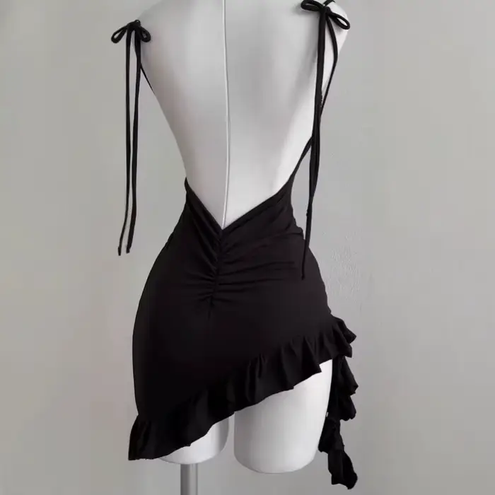 2025 Sexy bez rukávov s odhaleným chrbtom Mini šaty pre ženy leto Európa Amerika šnurovacie obtiahnuté