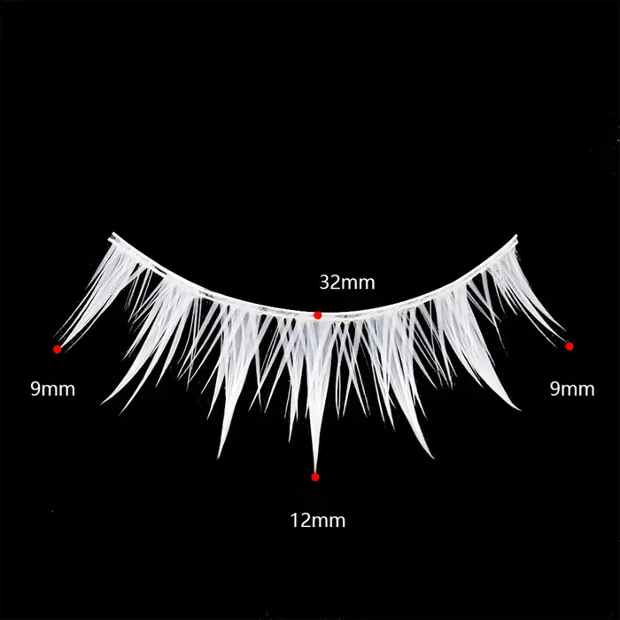 Bandes de cils en plumes blanches, manga Cosplay, faux cils, extensions de cils en grappe complète, 