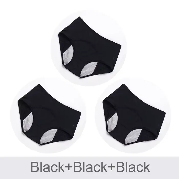 Lot de 3 Culottes Menstruelles en Coton Taille Haute Anti-Fuite