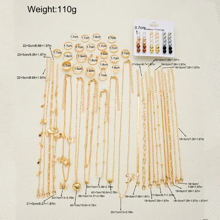 83 pièces élégant perle géométrique boucles d'oreilles collier Bracelet bague ensemble de bijoux pou