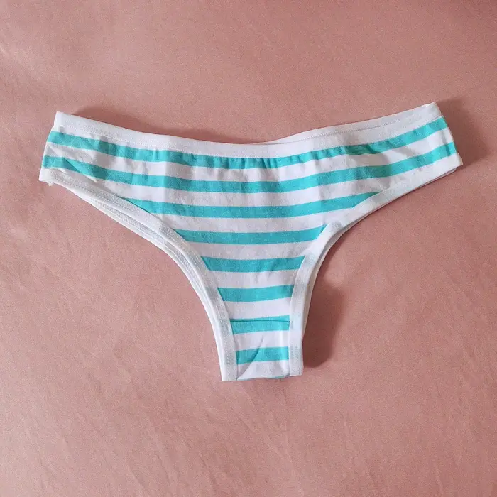 Sexy mignon fille femmes bleu et rose rayure culotte string t-back sous-vêtements intimes