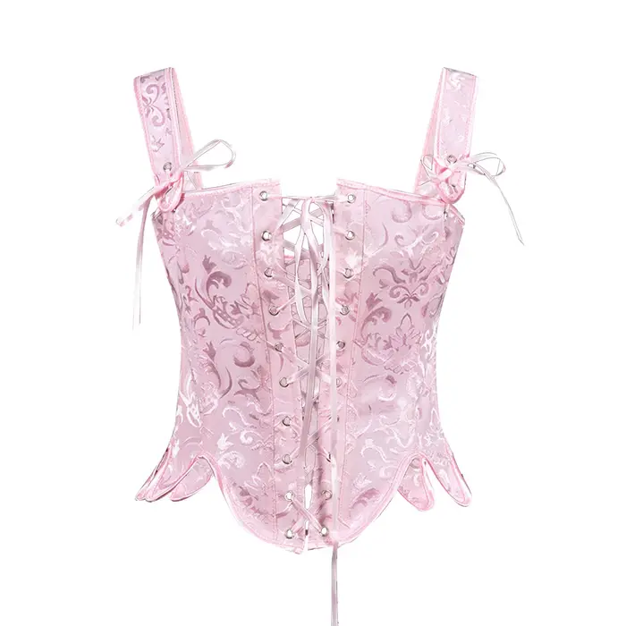 Steampunk korzety pre ženy Sexy ramienka so šnurovaním Žakárový top bustier na zoštíhlenie pásu Tvarovanie postavy Dámsky viktoriánsky korzet
