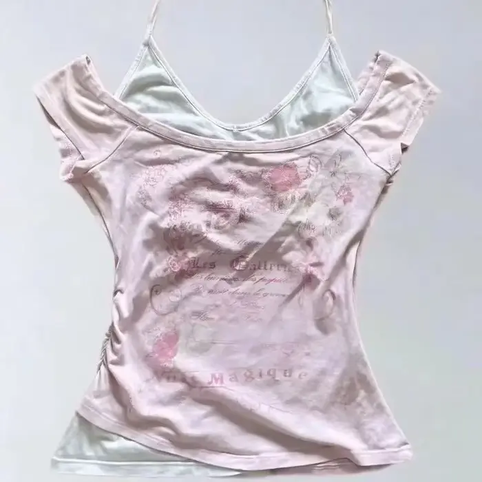 Dámske tričko Y2K Punk Vintage Mäkké Sexy Krátke Zelené Letné Neformálne