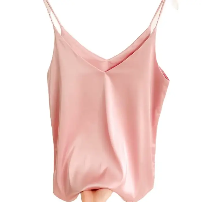 Nouveauté Été 2026 – Débardeur Slim Sexy pour Femme – Col V Sans Manches – Gris Uni – Tops Courts Co